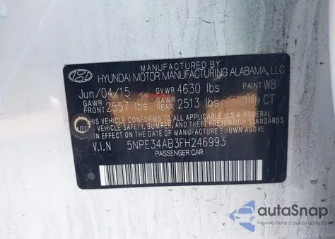 2015 Hyundai Sonata Limited 2.0T из США, поврежденный, VIN 5NPE34AB3FH246993